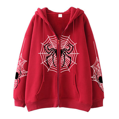 Spider Web Zipper Foreign Trade Sweater Street Fashion Hoodie