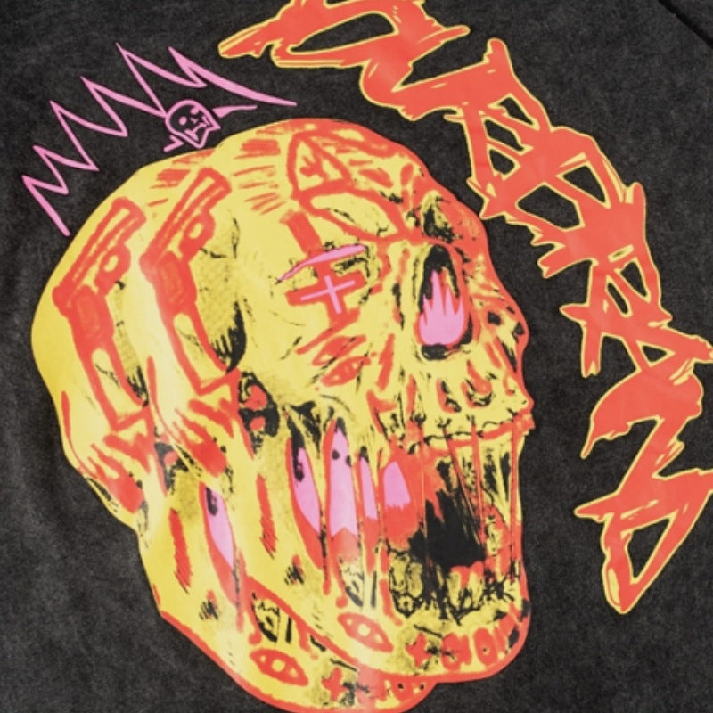 Printed Skull Loose Cotton Short Sleeve