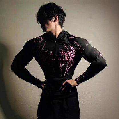 Fitness Half-Zip Quick-Dry Stretchy Hooded Long-Sleeve Sports Top