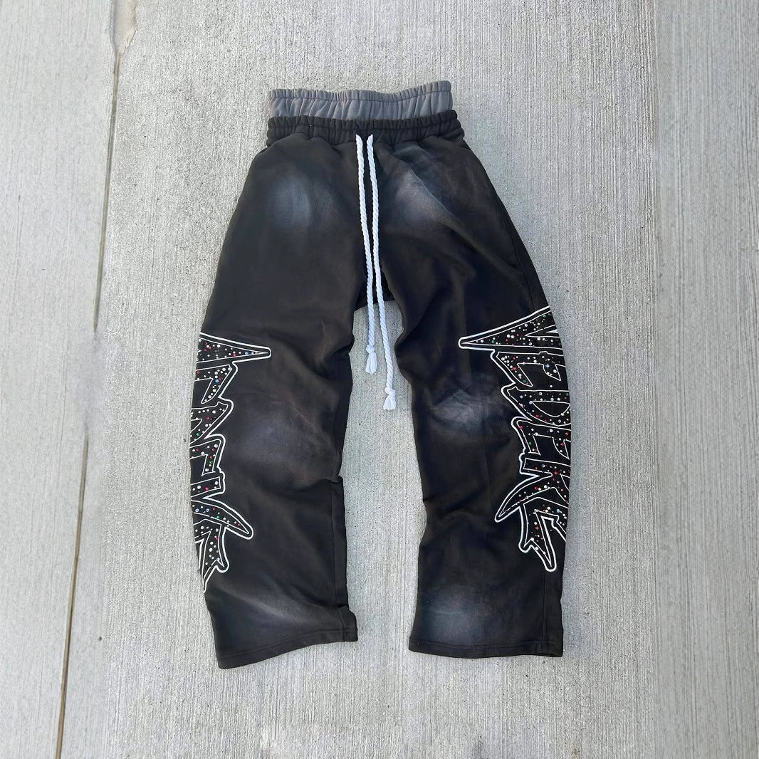 Loose-fitting Wide-leg Dual-waist Trousers For Sports