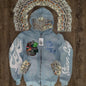 Hooded Cardigan Jacket Embroidered Print Mens Sweatshirt