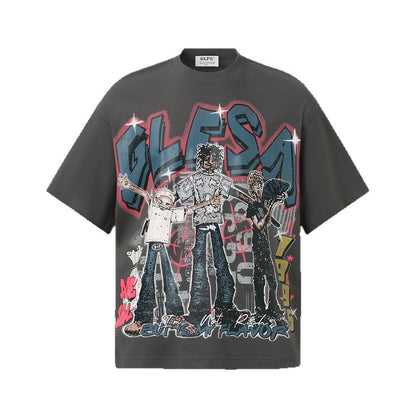 Street Dance Trendy All-Match Men's Pure Cotton Short-Sleeve
