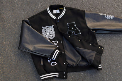 American-style Letter-embroidered Color-block Baseball Jacket For Men