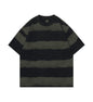 Tie-dye Washed Striped Short-Sleeve Mens Cotton T-Shirt