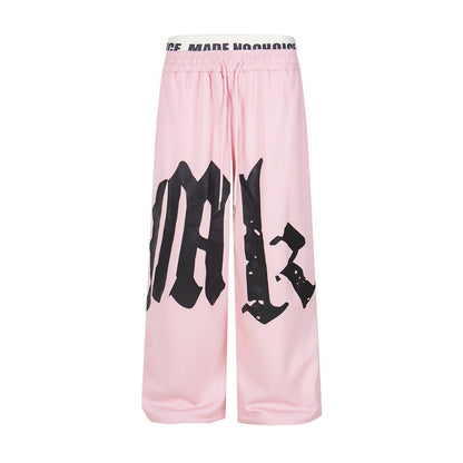 Fake Two-Piece Color-Block Wide-Leg Long Pants With Double Waistbands