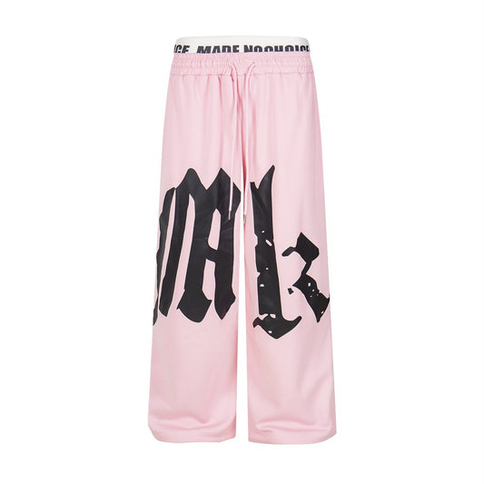 Fake Two-Piece Color-Block Wide-Leg Long Pants With Double Waistbands