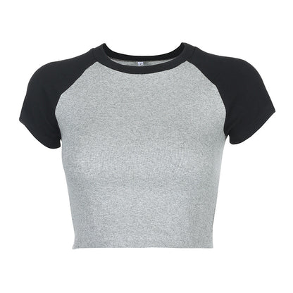 Color matching angel print short sleeve