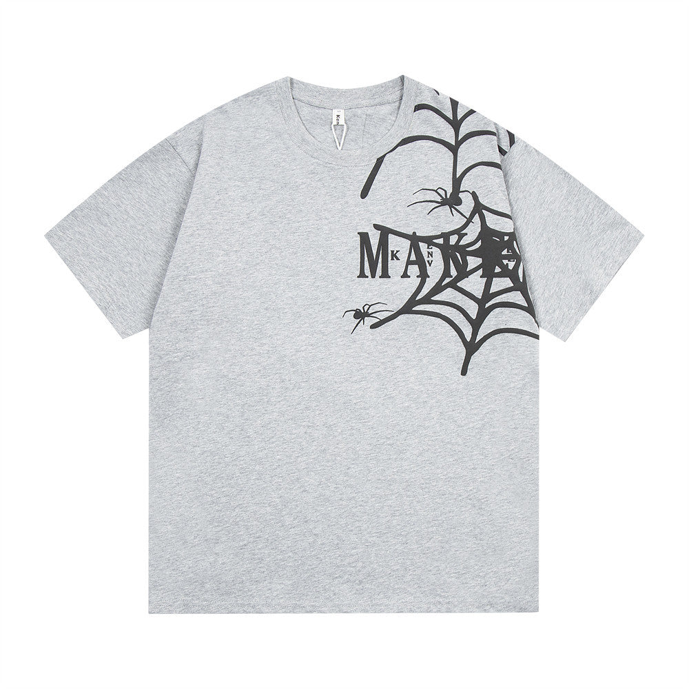 Dark Spider Web Printed Short Sleeve Men