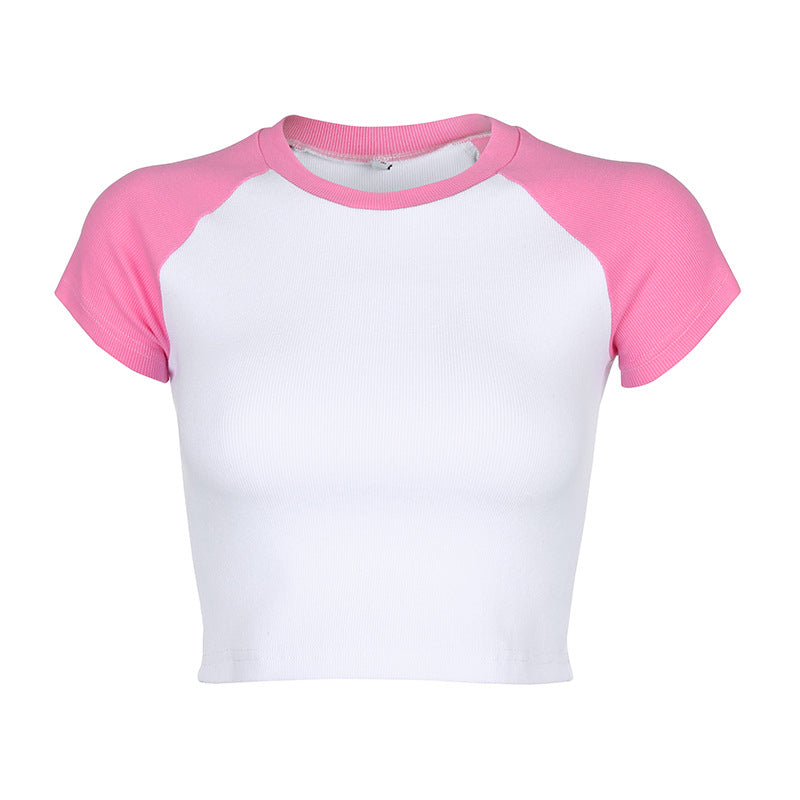 Color matching angel print short sleeve