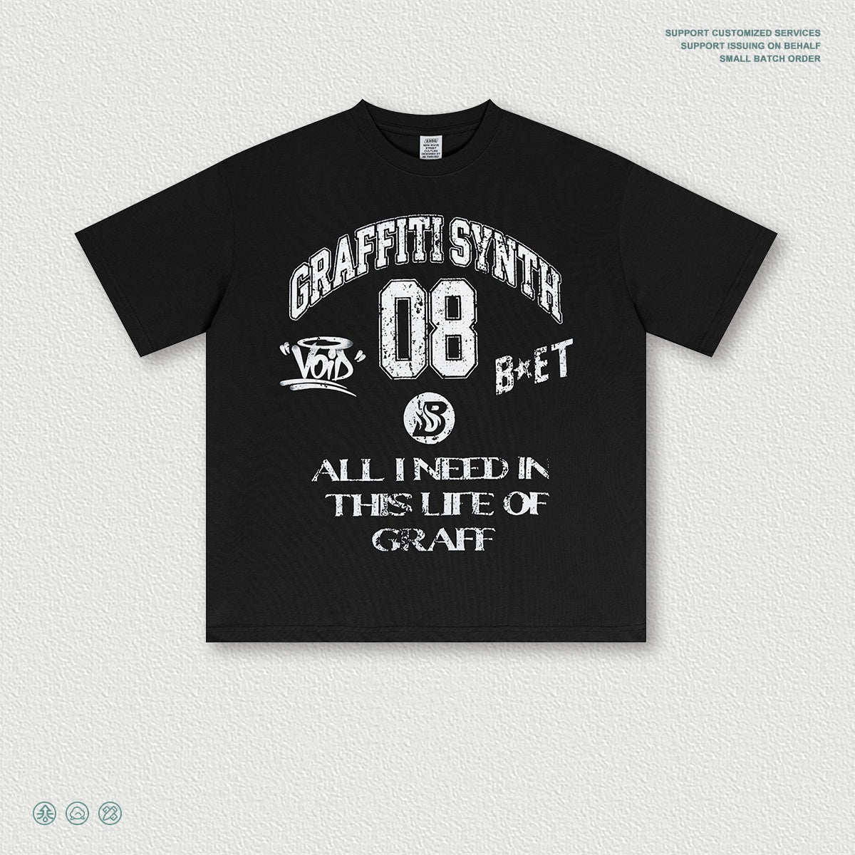 Graffiti Short-sleeve Vintage Distressed Washed Loose-fit T-shirt