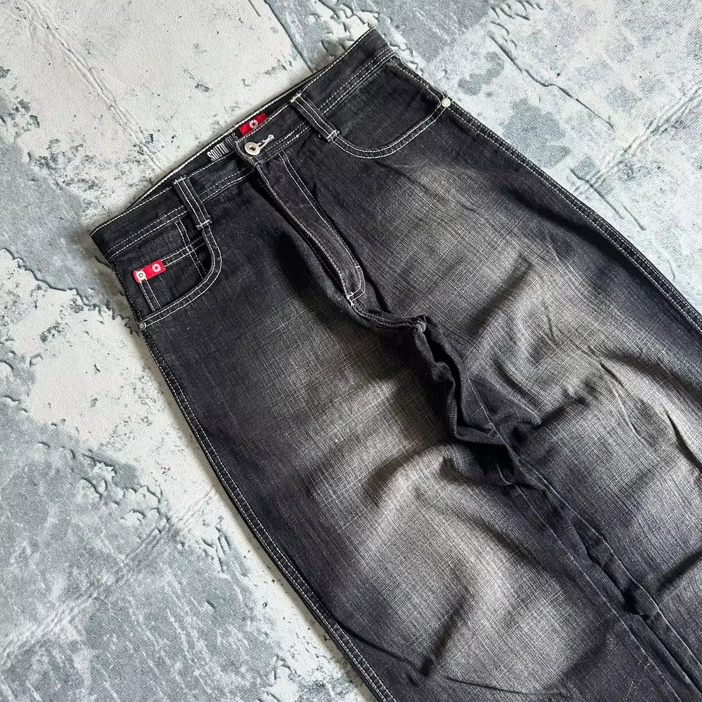 Mens Straight-leg Wide-leg Relaxed-fit Jeans