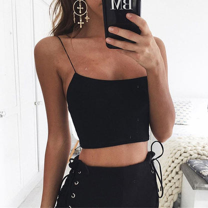 Women's Sling One-Shoulder  Back Slim-Fit Short Cropped Vest