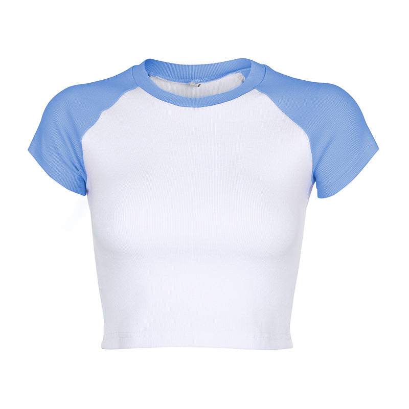 Color matching angel print short sleeve