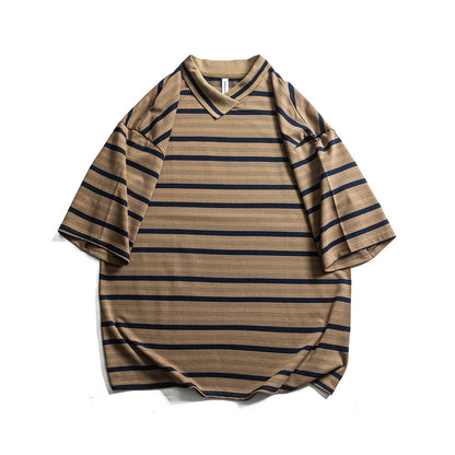 Men's Retro Striped Bottoming Pullover