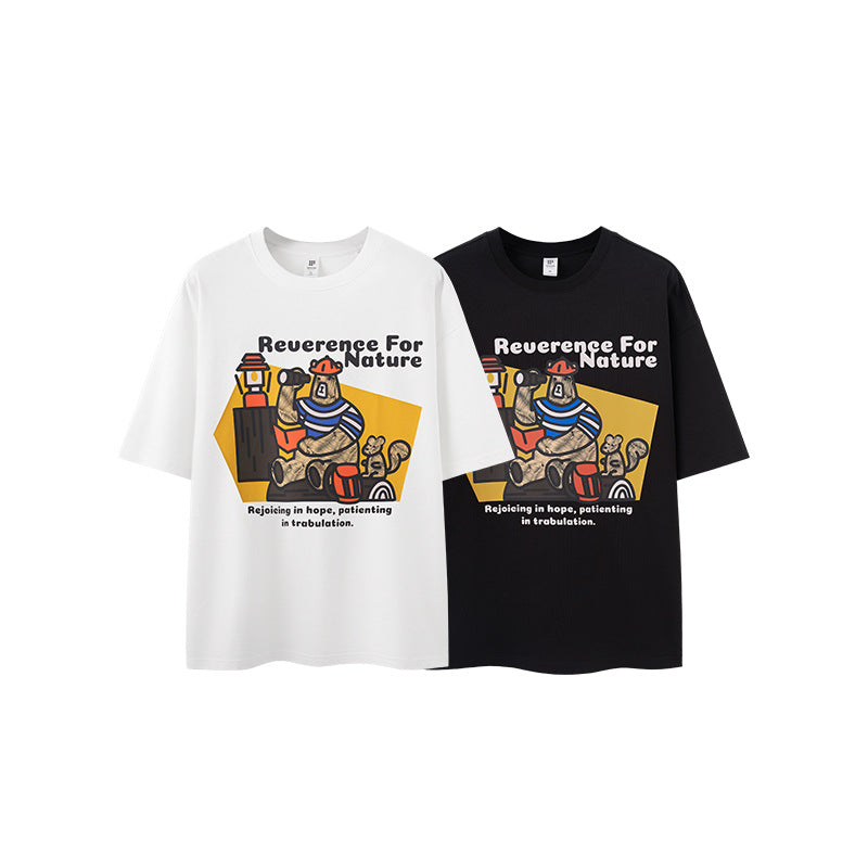 Big-Hit Camping Little Bear Print T-Shirt