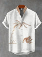 Linen Short-sleeve Mens Printed Hawaiian Casual Shirt