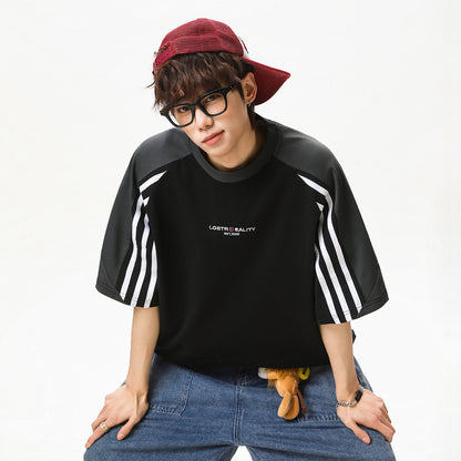 Pure Cotton Crew Neck Retro Raglan Short-sleeve T-shirt