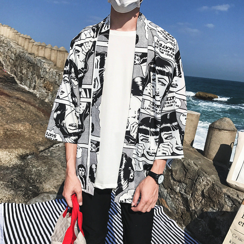 Half sleeve shirt robe