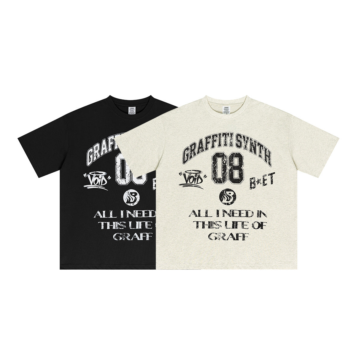Graffiti Short-sleeve Vintage Distressed Washed Loose-fit T-shirt