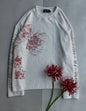 Floral-print Long-sleeve T-shirt Loose-fitting Crew-neck Top