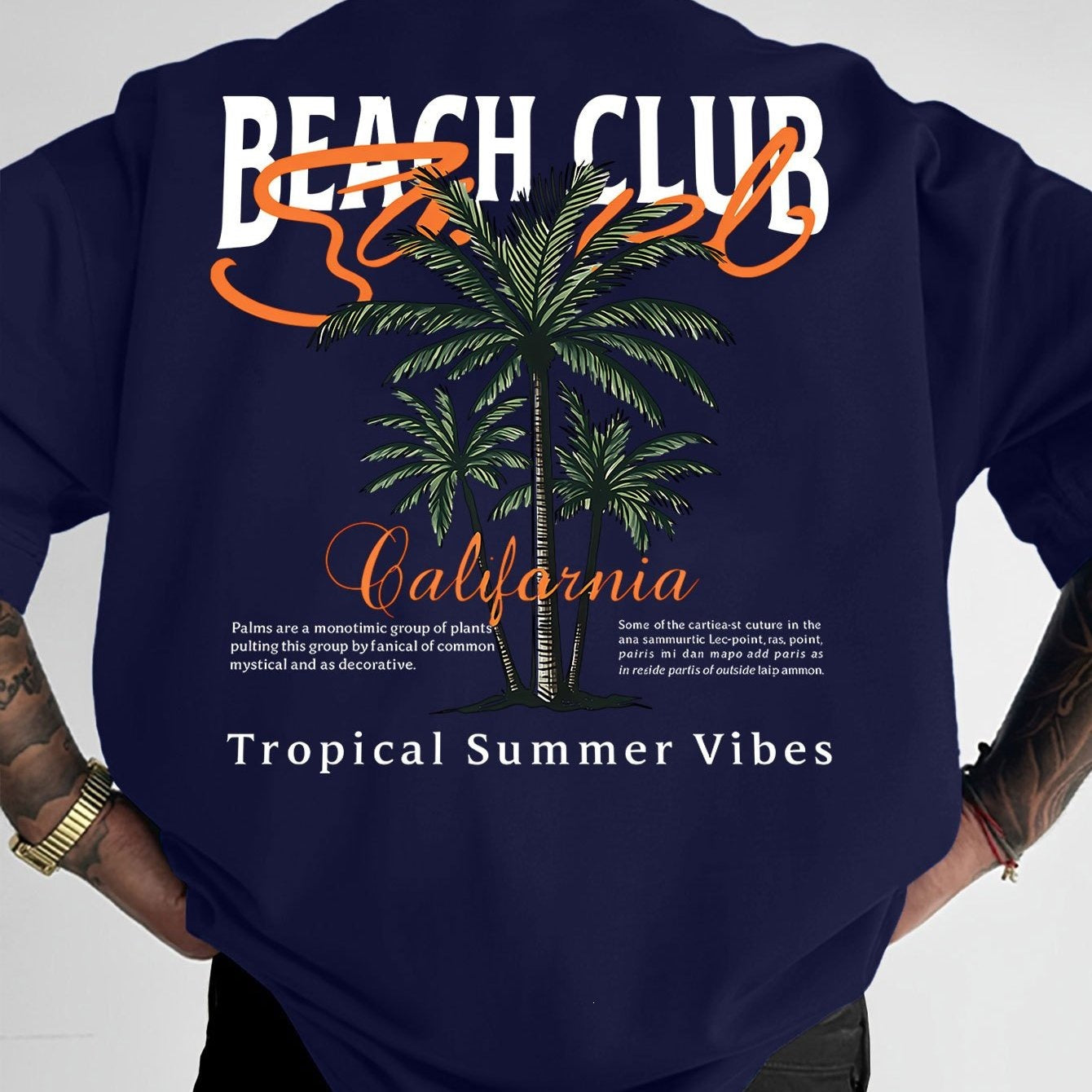 American-style Vintage Coconut Tree Pattern T-shirt