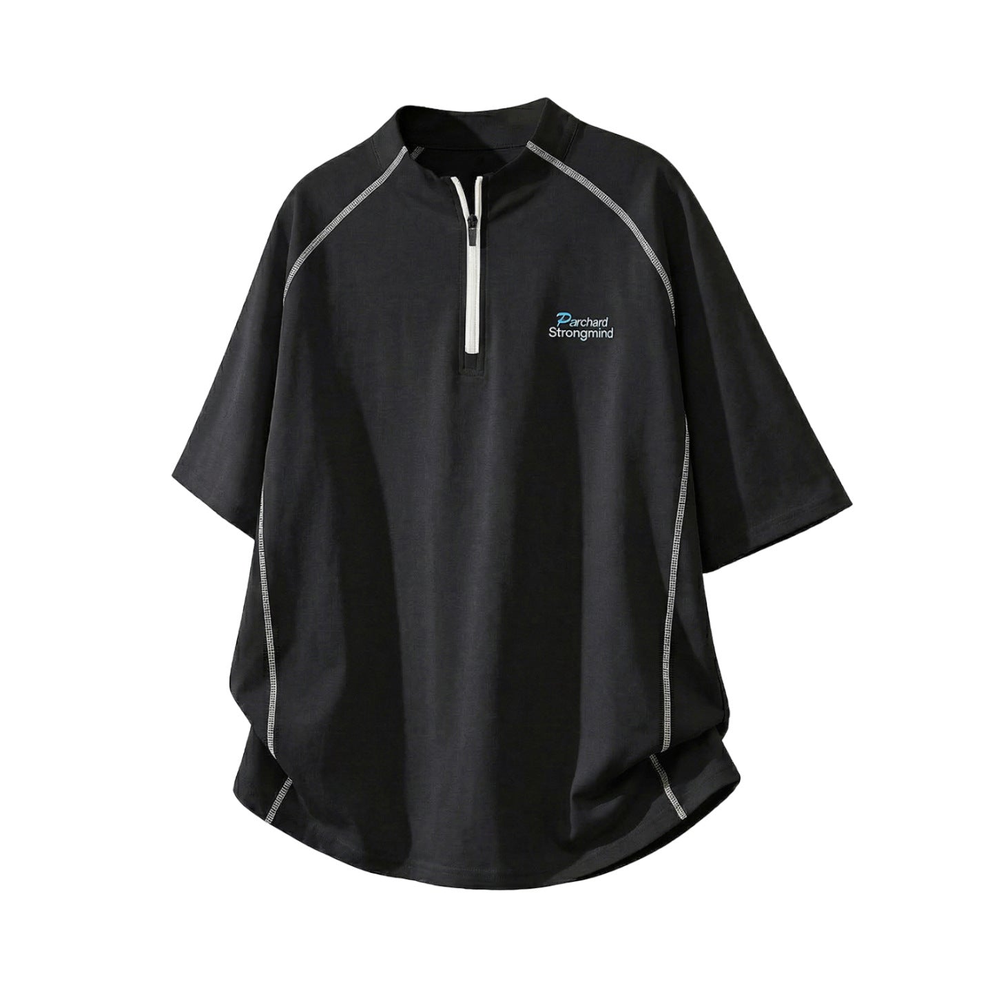 Men's Sporty Loose Half-Zip Short-Sleeve T-Shirt
