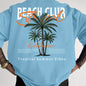 American-style Vintage Coconut Tree Pattern T-shirt