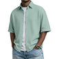 Men's Solid-Colored Waffle-Weave T-Shirt With Lapel Collar