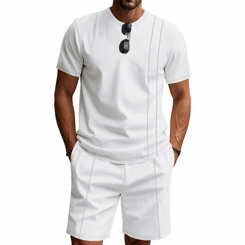 Men's Crew-Neck Short-Sleeve T-Shirt And Shorts Set