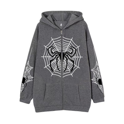 Spider Web Zipper Foreign Trade Sweater Street Fashion Hoodie