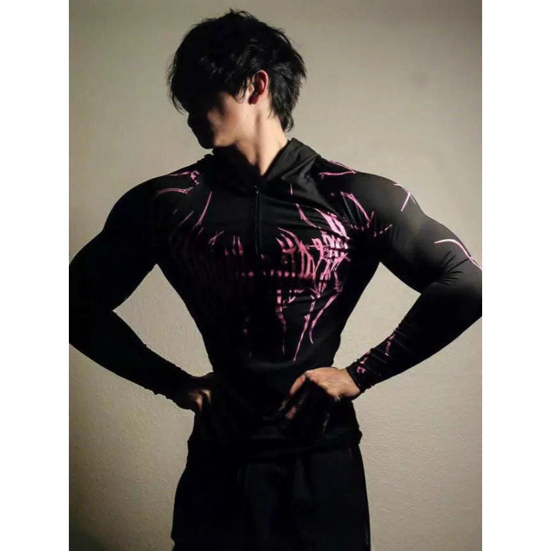 Fitness Half-Zip Quick-Dry Stretchy Hooded Long-Sleeve Sports Top
