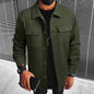 New Mens Button-front Overcoat With Flap Pockets