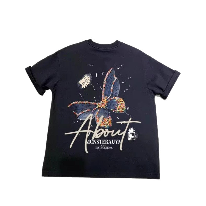 Men's Casual Bottoming Top With Butterfly Pattern
