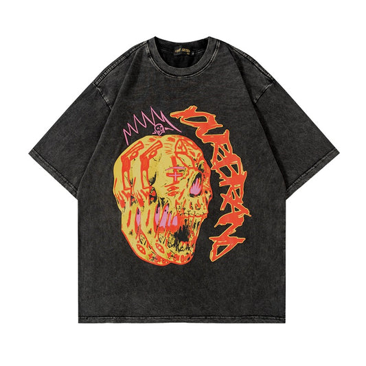 Printed Skull Loose Cotton Short Sleeve