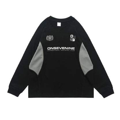 Retro Raglan Stitching Design Long-sleeved T-shirt Men Autumn Winter Coat