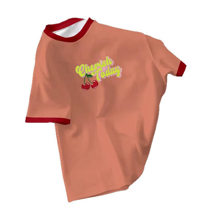 Men's Cherry Letter Print T-Shirt