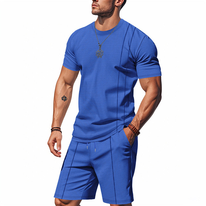 Men's Crew-Neck Short-Sleeve T-Shirt And Shorts Set
