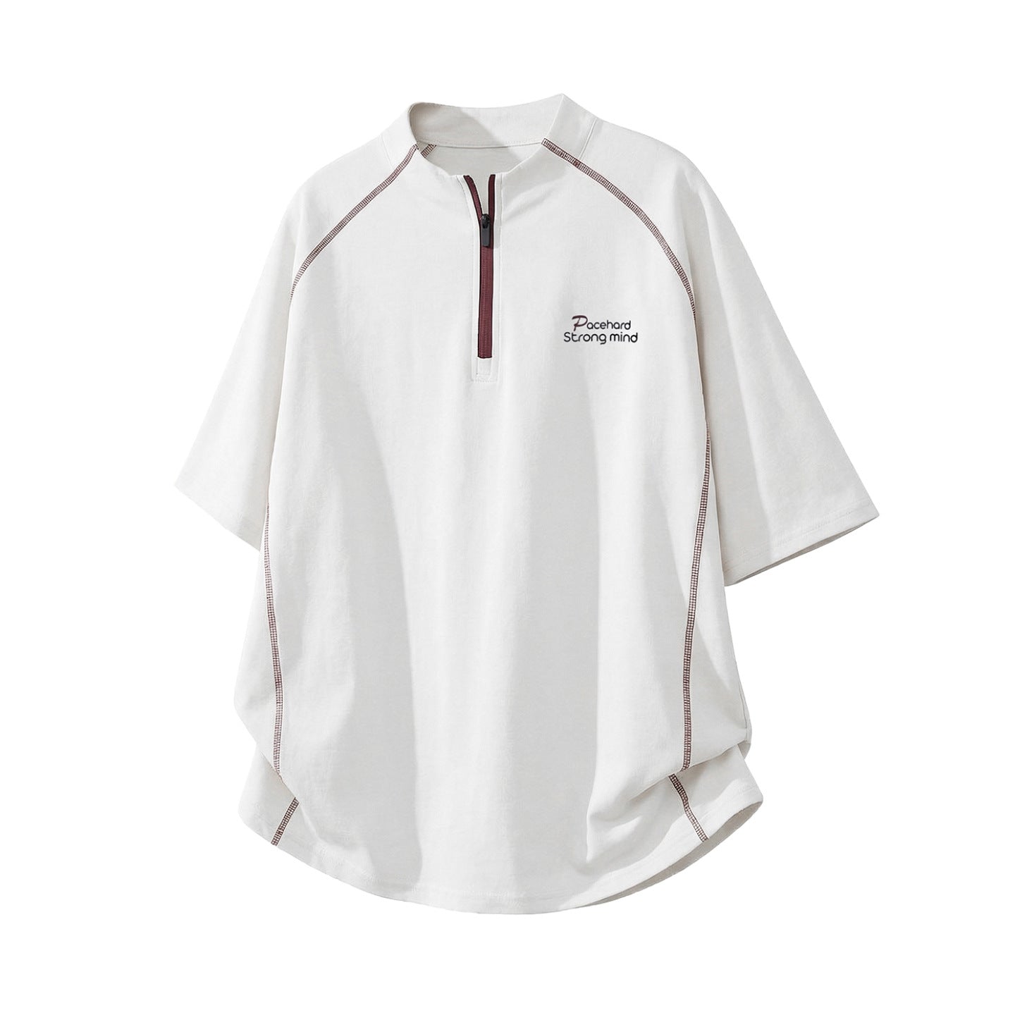 Men's Sporty Loose Half-Zip Short-Sleeve T-Shirt