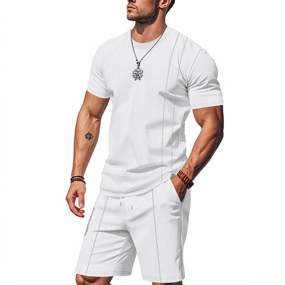 Men's Crew-Neck Short-Sleeve T-Shirt And Shorts Set