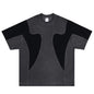 American Patchwork Retro Distressed Men's T-shirt Washed Structure Contrast Color