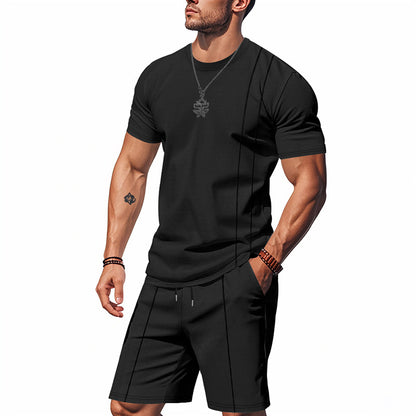 Men's Crew-Neck Short-Sleeve T-Shirt And Shorts Set