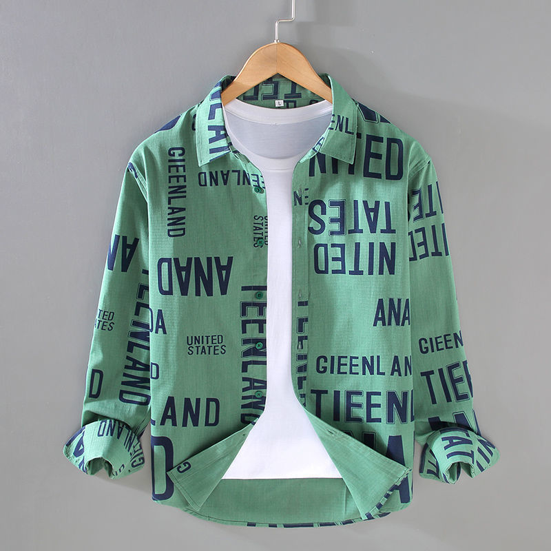 Men's Fashion Letter Print Shirt