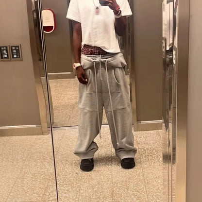 Street-style Loose-fitting Casual Drop-crotch Sweatpants