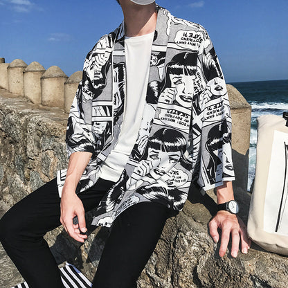 Half sleeve shirt robe