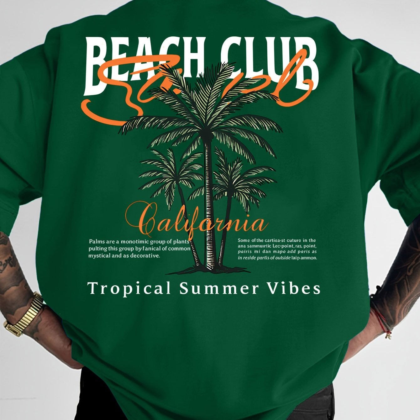 American-style Vintage Coconut Tree Pattern T-shirt