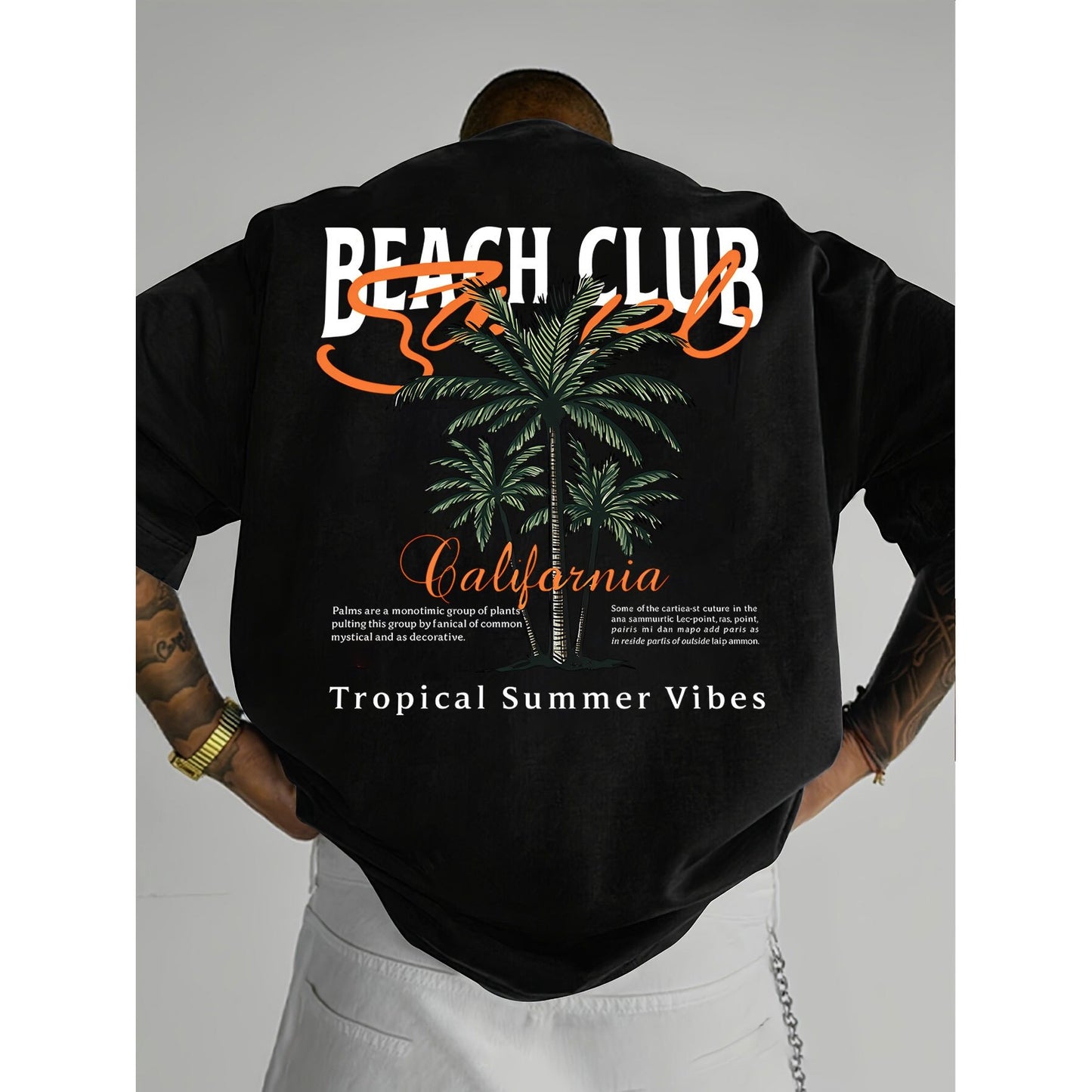 American-style Vintage Coconut Tree Pattern T-shirt