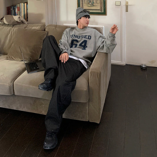 Letter-Embroidered Crew-Neck Sweatshirt For Men