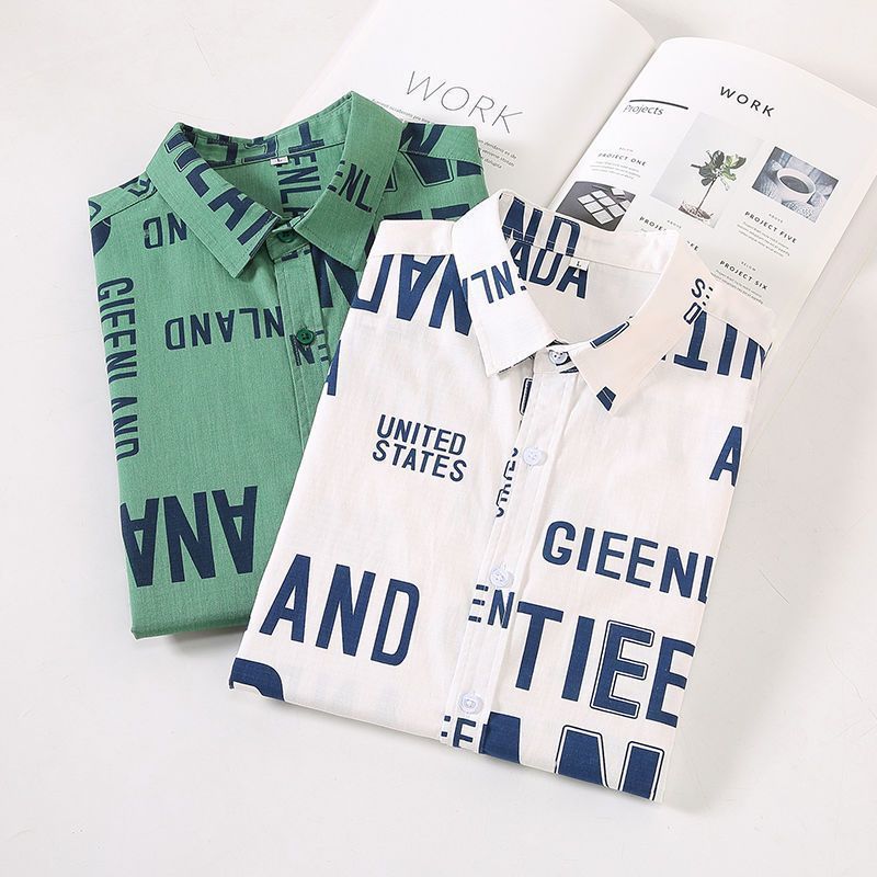 Men's Fashion Letter Print Shirt