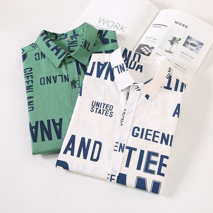 Men's Fashion Letter Print Shirt