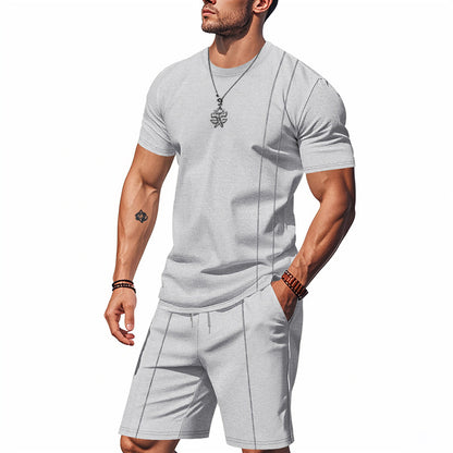 Men's Crew-Neck Short-Sleeve T-Shirt And Shorts Set